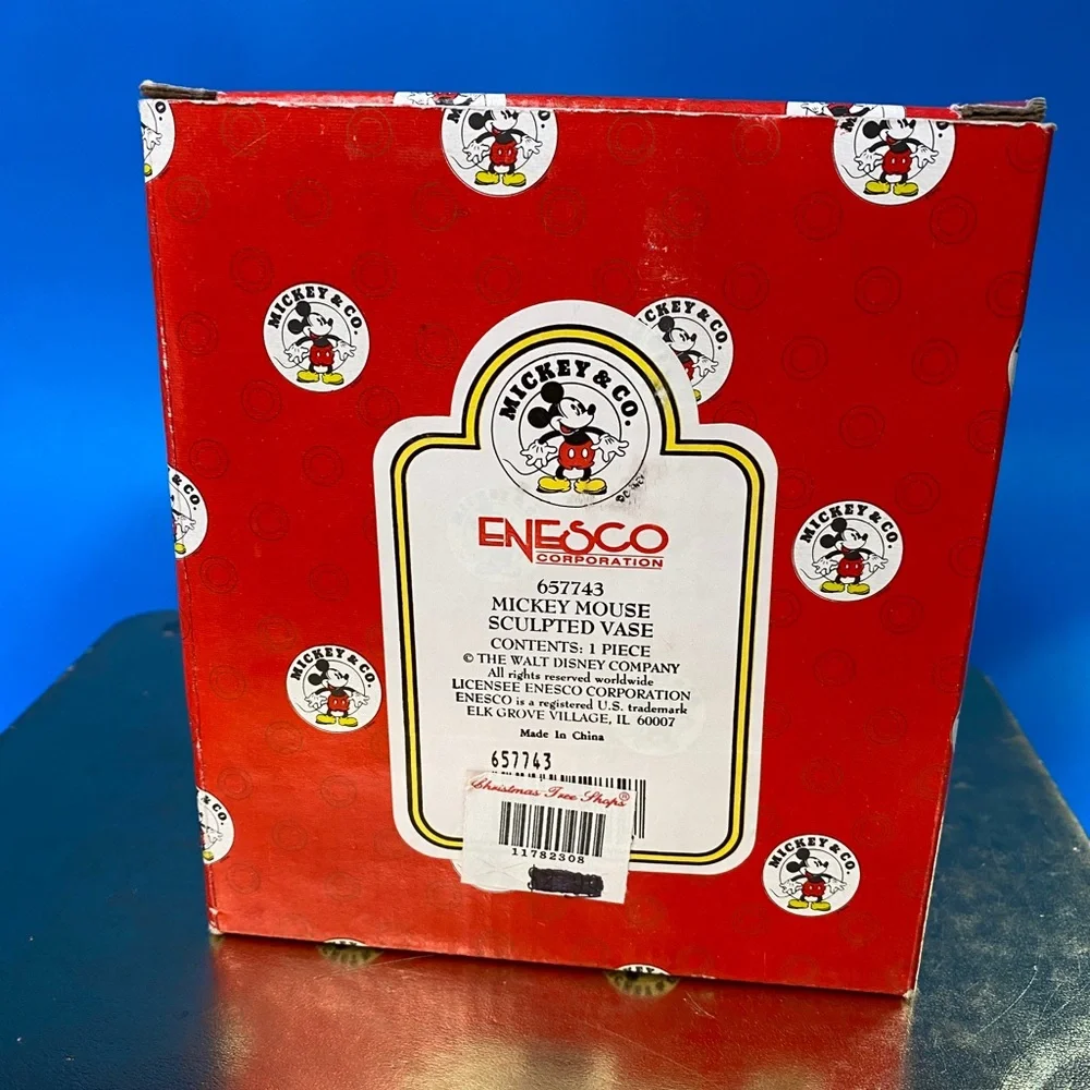 Walt Disney Mickey Mouse Vintage Sculptured Ceramic Vase ENESCO NWT